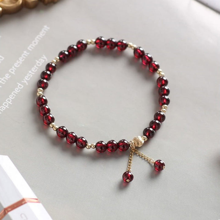 Bransoletka Buddha Stones 14K Gold Natural Garnet Calm