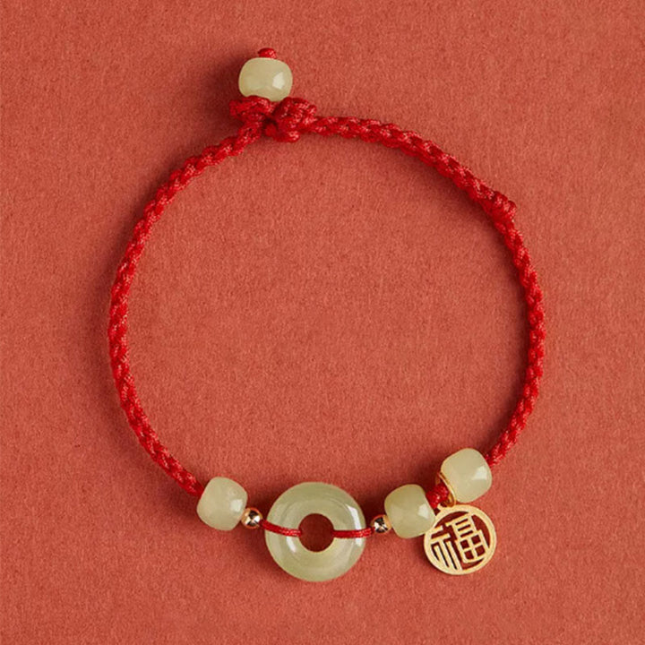 Bransoletka z okrągłym zapięciem z Buddha Stones, jadeitu, lotosu, szczęścia, obfitości i bogactwa