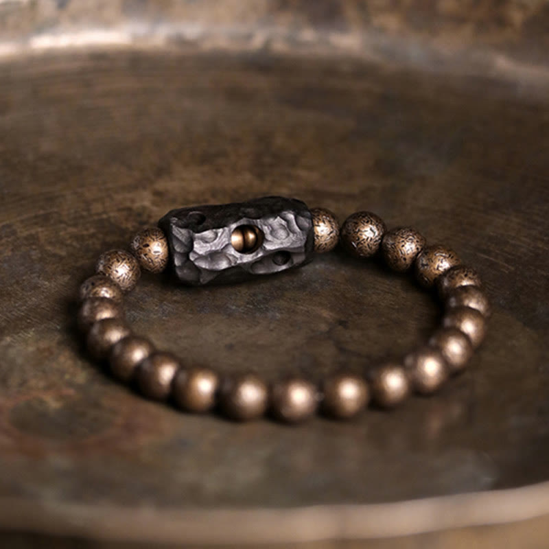 Buddha Stones Tybet Heban Drewno Miedź Pokój Równowaga Bransoletka Koralikowa