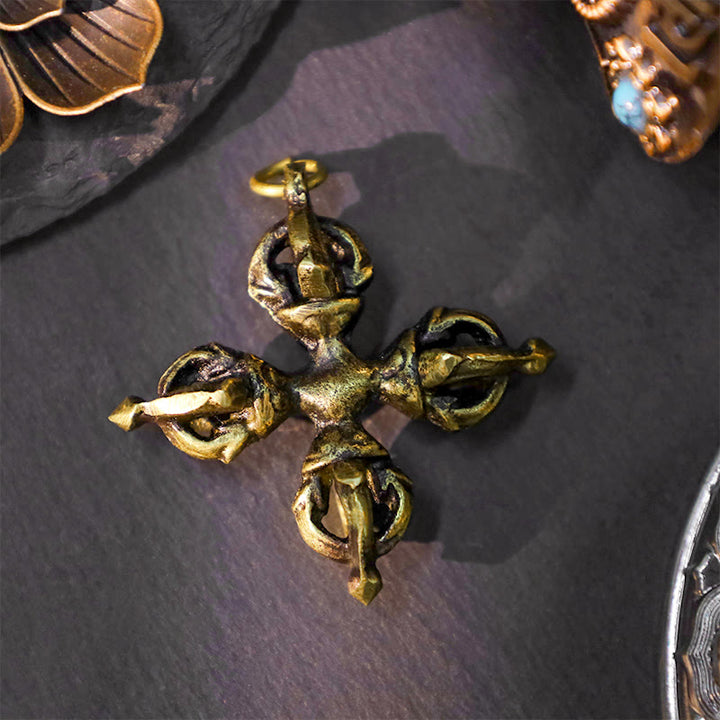 Buddha Stones Nepal Ręcznie Podwójne Dorje Miedź Oświecenie Siła Wadżra
