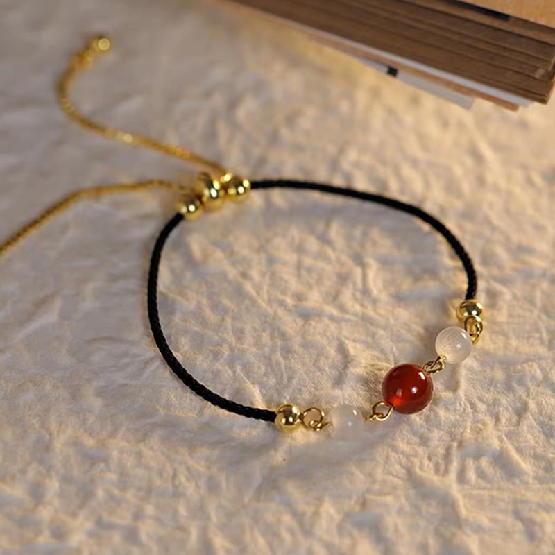 Buddha Stones Red Agat Cat Eye Braided String Confidence - image 7
