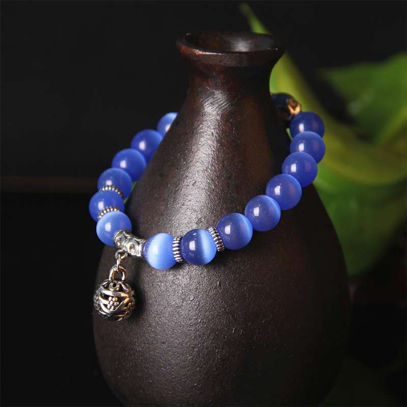 Buddha Stones Tybetański Kocie Oko Szczęśliwa Bransoletka