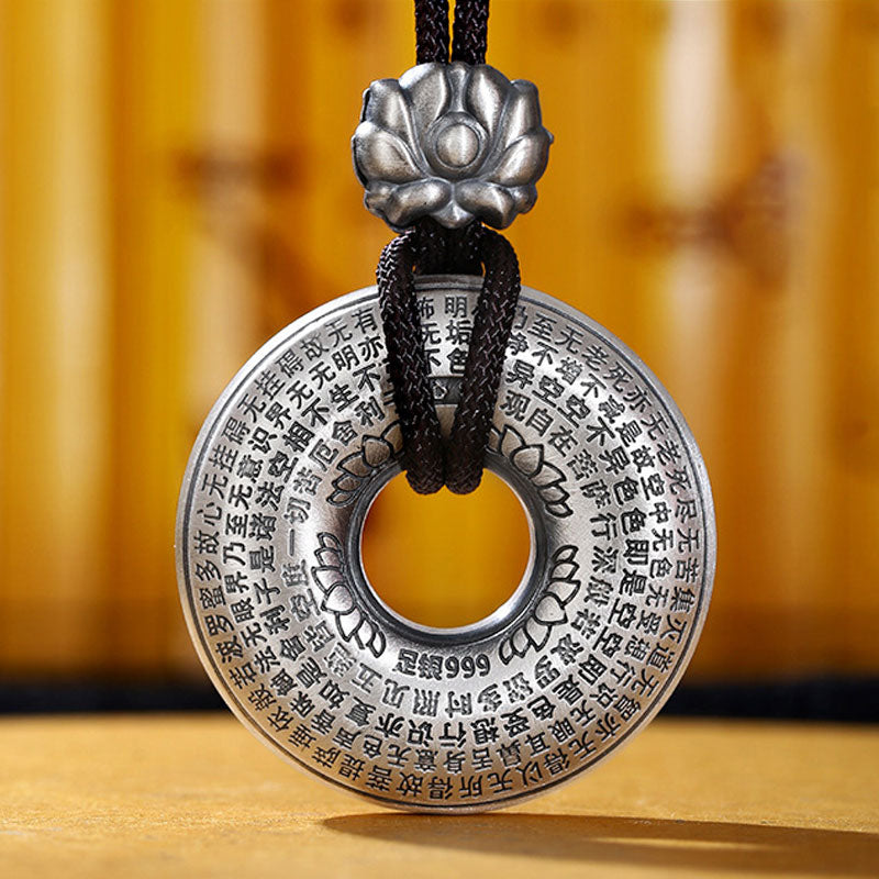 Naszyjnik z Buddha Stones 999 Srebro Sterling Sutra Serca Lotos Pokój Wisiorek - image 5