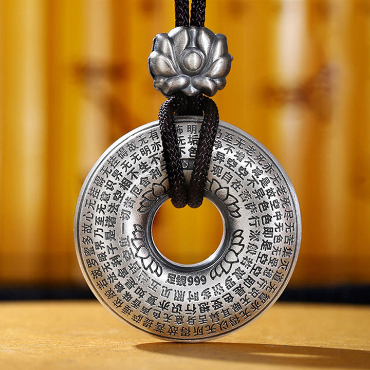 Naszyjnik z Buddha Stones 999 Srebro Sterling Sutra Serca Lotos Pokój Wisiorek - image 6