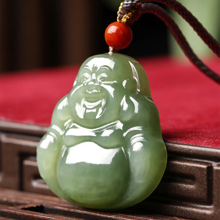 Naszyjnik z jadeitu Hetian Laughing Buddha z wisiorkiem sznurkowym - image 5
