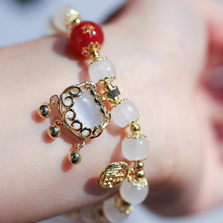 Buddha Stones Wiatrak Chiński Zamek Charm Fu Znak Błogosławieństwo Bransoletka