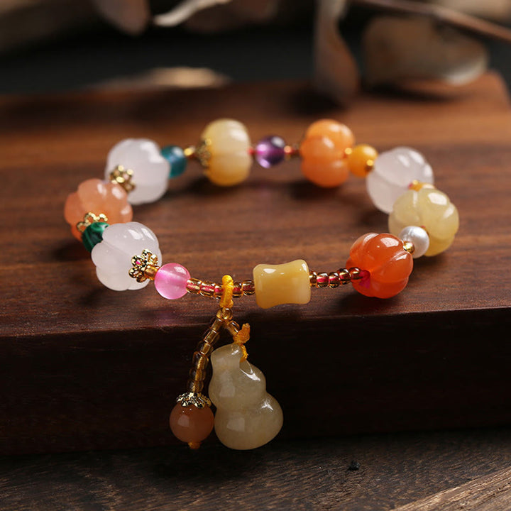 Naturalne złote kryształy jedwabiu jadeitu z dyni PiXiu Pumpkin Beads Wealth Charm Bransoletka