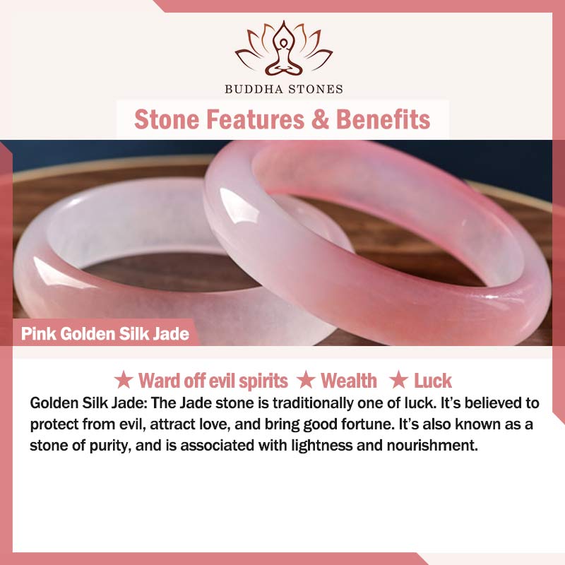Bransoletka Buddha Stones Różowy Złoty Jedwab Jadeit Bogactwo Szczęście Bangle - image 7