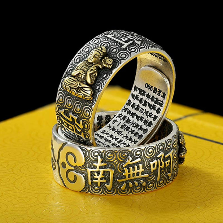 Buddha Stones Chiński Zodiak Natal Budda Bogactwo Szczęście Regulowany Pierścień
