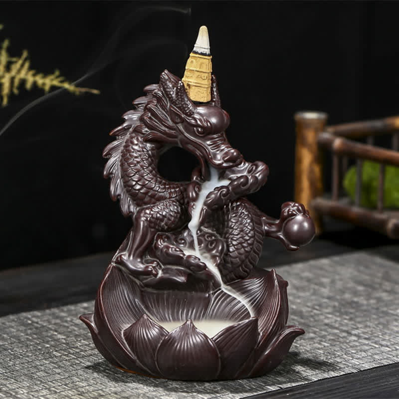 Wzór Smoka Lotosu Siła Ochrona Ceramiczny palnik kadzideł Dekoracja