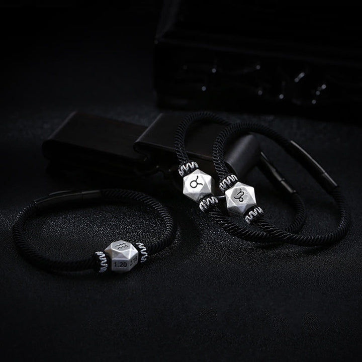 Buddha Stones 999 Srebro Sterling 12 Konstelacji Zodiaku Ochrona Ręcznie Robiona Bransoletka Sznurkowa - image 21