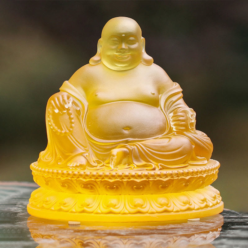 Buddha Stones Ręcznie robione Śmiejąca się Figurka Buddy Liuli Kryształowe Dzieło Sztuki Bogactwo Statua Dekoracja Domu