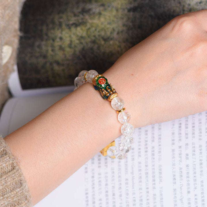 Bransoletka z kryształu PiXiu White Dice Wealth Buddha Stones zmieniająca kolor
