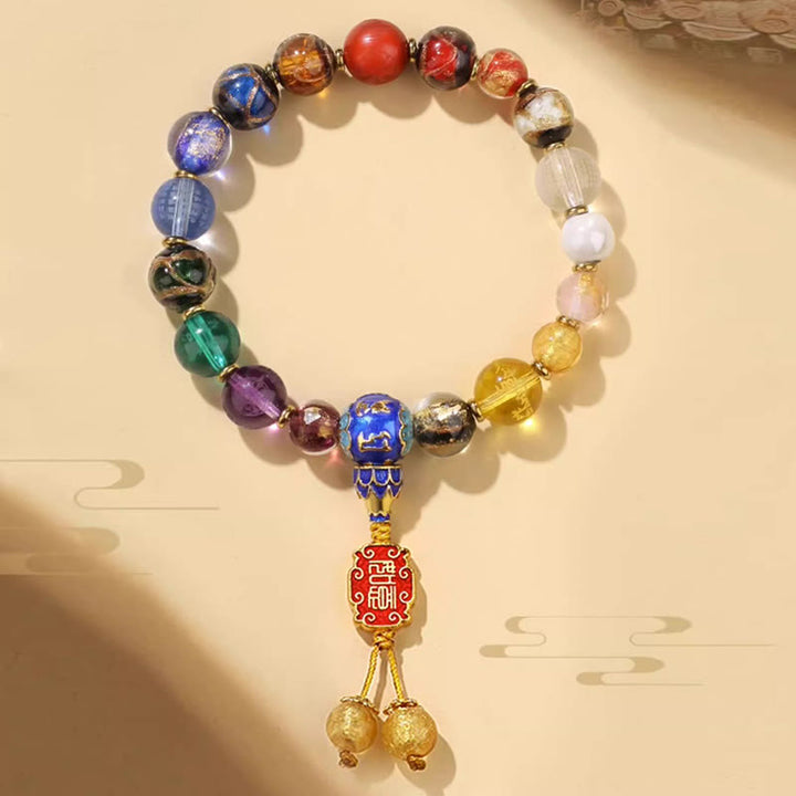 Buddha Stones Tybetańskie Kolorowe Kadzidło Popiół Liuli Szklane Koraliki Om Mani Padme Hum Dorje Wadżra 18 Koralików Nadgarstek Mala