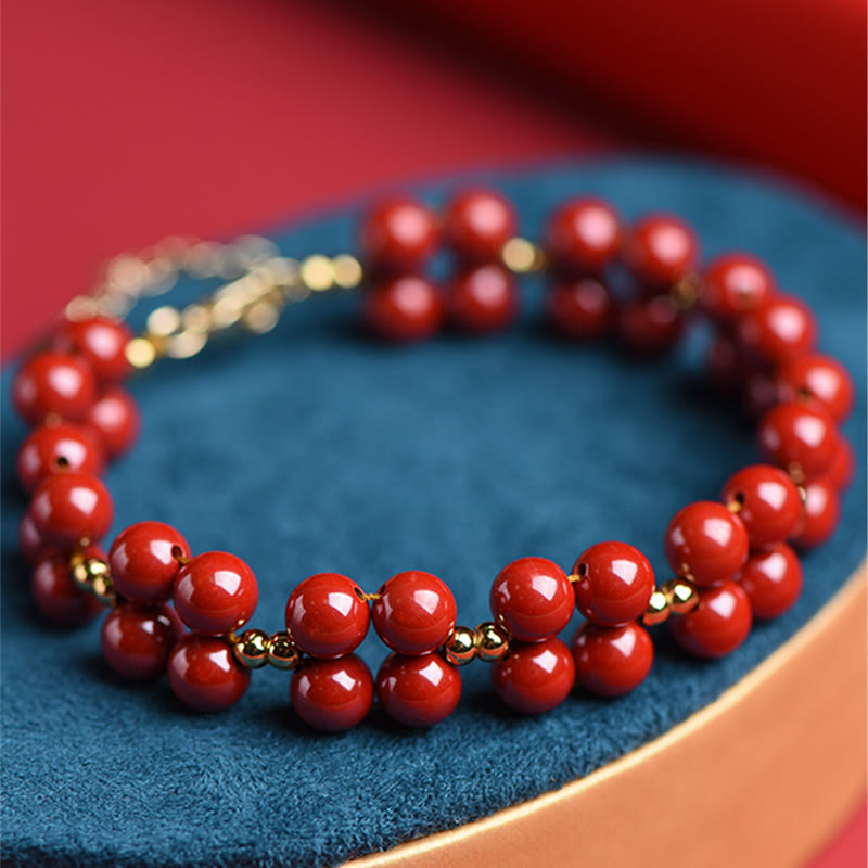 Bransoletka z koralików z Buddha Stones Natural Cinnabar Blessing