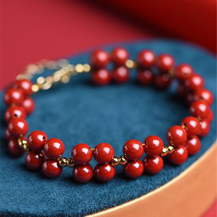Bransoletka z koralików z Buddha Stones Natural Cinnabar Blessing