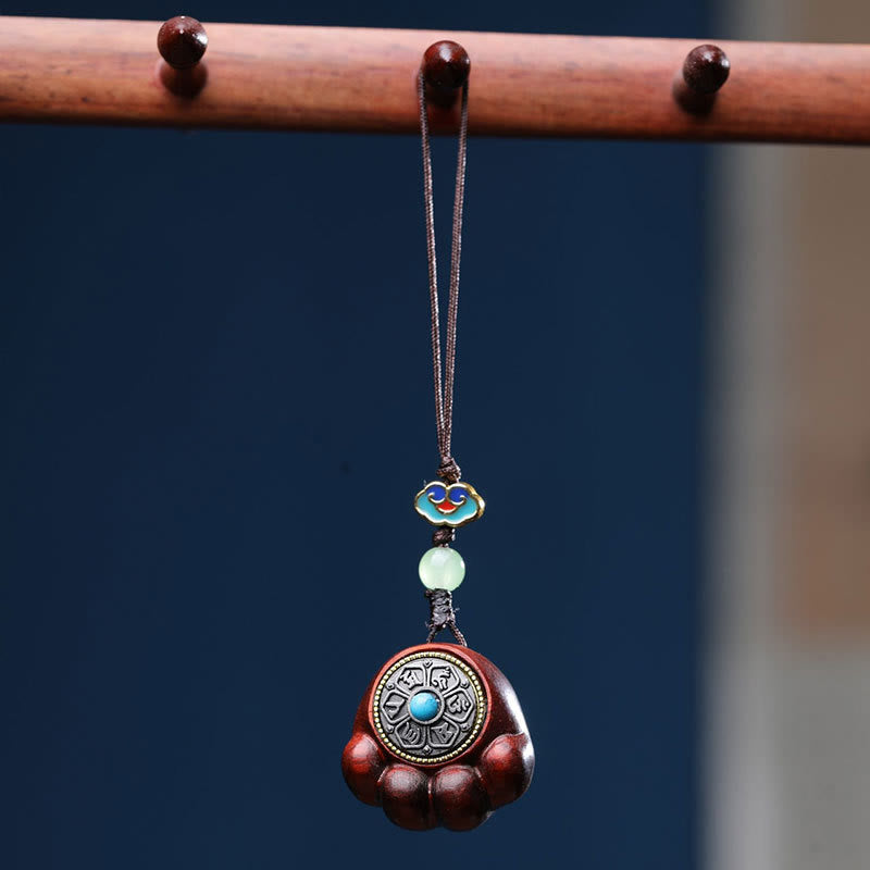 Buddha Stones Sandałowe Małe Liście Czerwone Drzewo Sandałowe Zielone Drzewo Sandałowe Szczęśliwy Kot Łapa Pazur Om Mani Padme Hum Ochrona Telefon Wiszący Dekoracja - Drobnolistny czerwony sandałowiec (odstrasza złe duchy ♥ochrona) - image 3