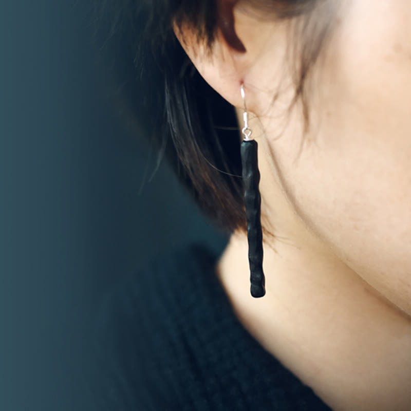 Kolczyki wiszące Buddha Stones 925 Sterling Silver Ebony Wood Texture Balance Peace - image 10