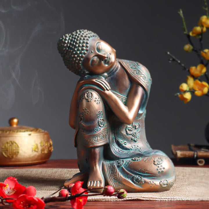 Buddha Stones Tybetański Medytujący Budda Spokój Żywica Dekoracja Statuetki