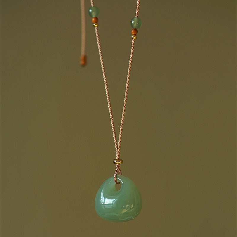 Naszyjnik z Buddha Stones Naturalny Jadeit Szczęście Dobrobyt Wisiorek (Losowy Kolor)