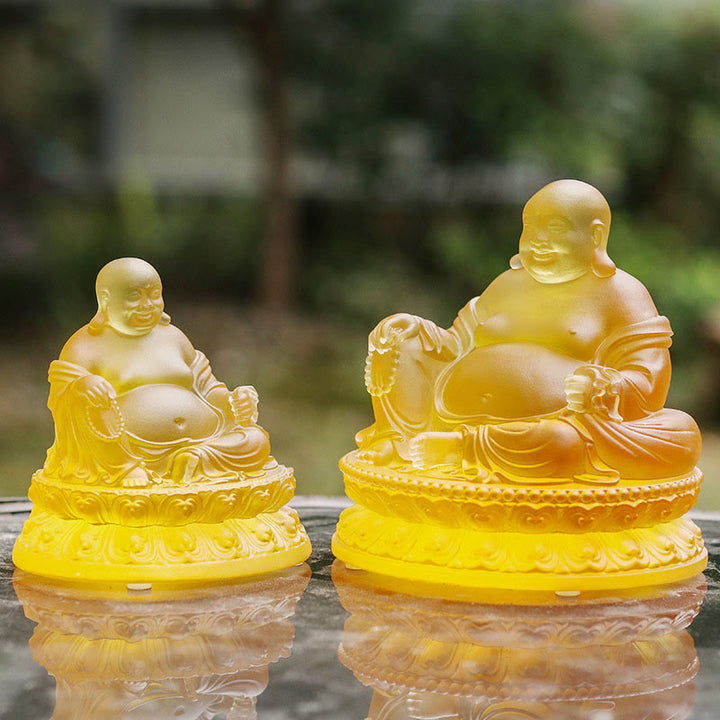 Buddha Stones Ręcznie robione Śmiejąca się Figurka Buddy Liuli Kryształowe Dzieło Sztuki Bogactwo Statua Dekoracja Domu