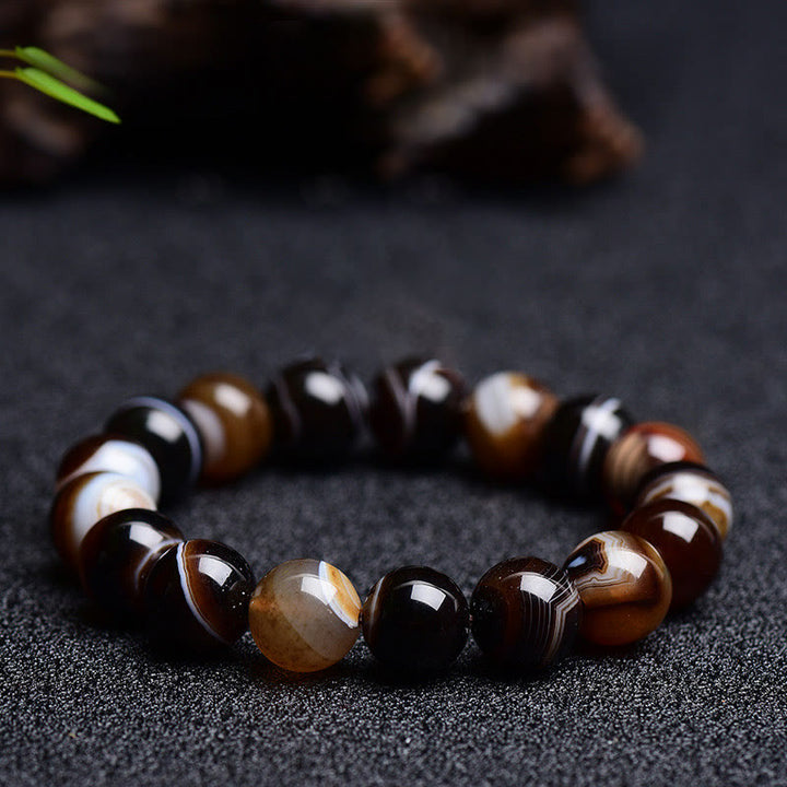 Buddha Stones Tybetański Sardonyx Szczęście Pozytywna Bransoletka