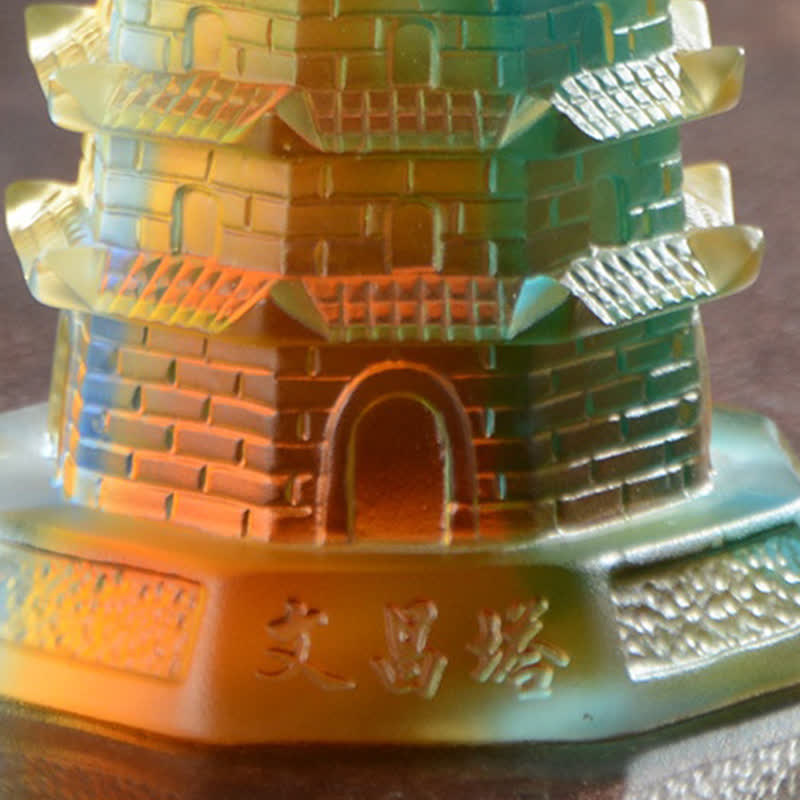 Buddha Stones Wieża Feng Shui Wenchang Ręcznie robiona kryształowa pagoda Liuli Art Piece Luck Dekoracja biura domowego