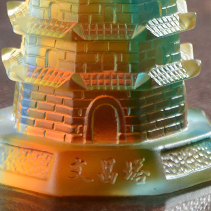 Buddha Stones Wieża Feng Shui Wenchang Ręcznie robiona kryształowa pagoda Liuli Art Piece Luck Dekoracja biura domowego