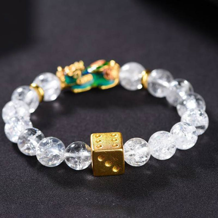 Bransoletka z kryształu PiXiu White Dice Wealth Buddha Stones zmieniająca kolor