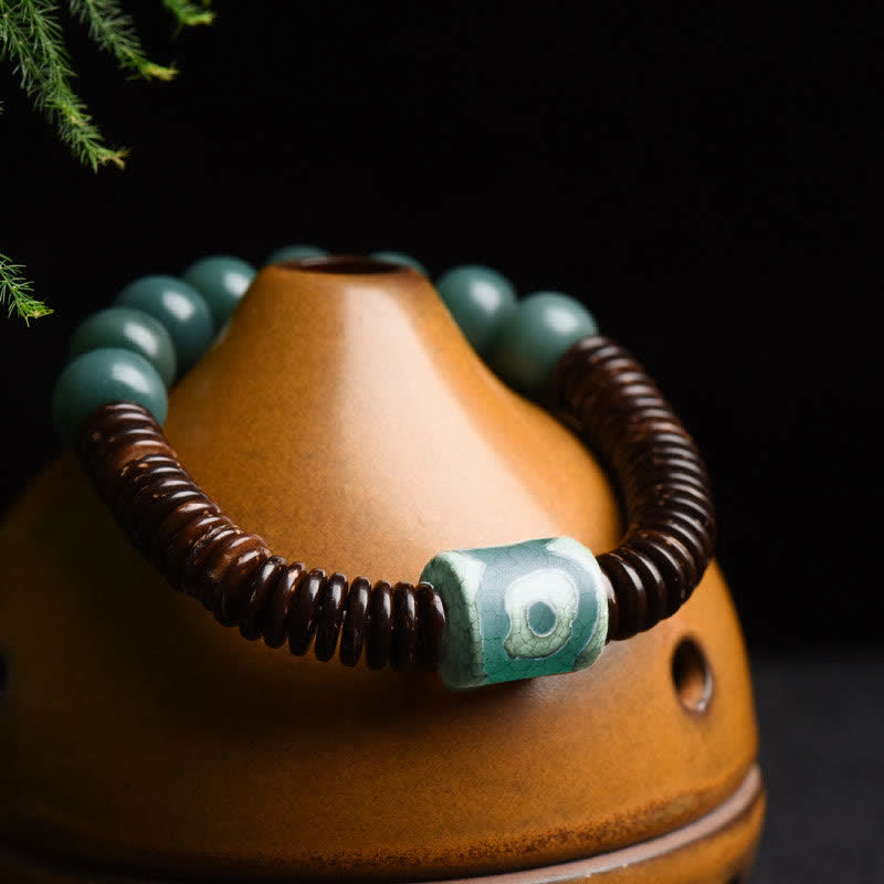 Tybetański Cyan Bodhi Seed Dzi Bead Bransoletka z łupin kokosa, która odstrasza złe duchy
