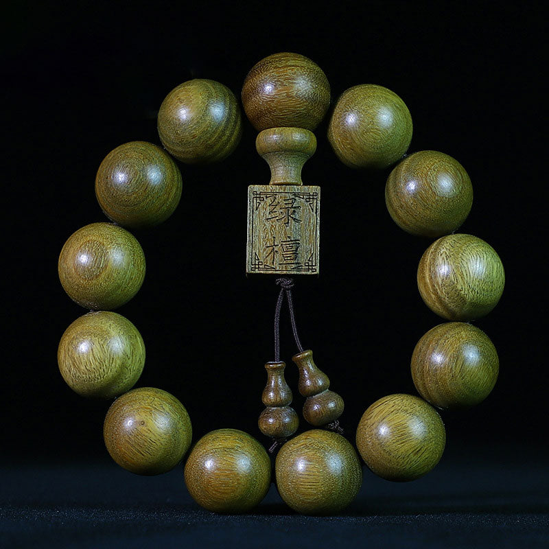 Bransoletka lecznicza z zielonego drzewa sandałowego Buddha Stones - image 1