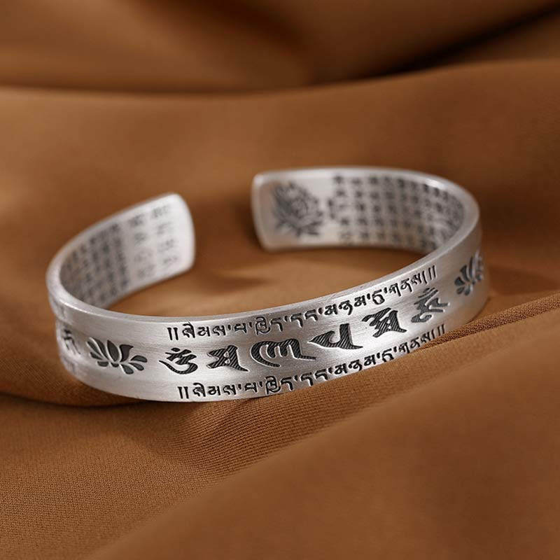 Buddha Stones 999 Srebro Sterlingowe Om Mani Padme Hum Bransoletka Mądrości Lotosu