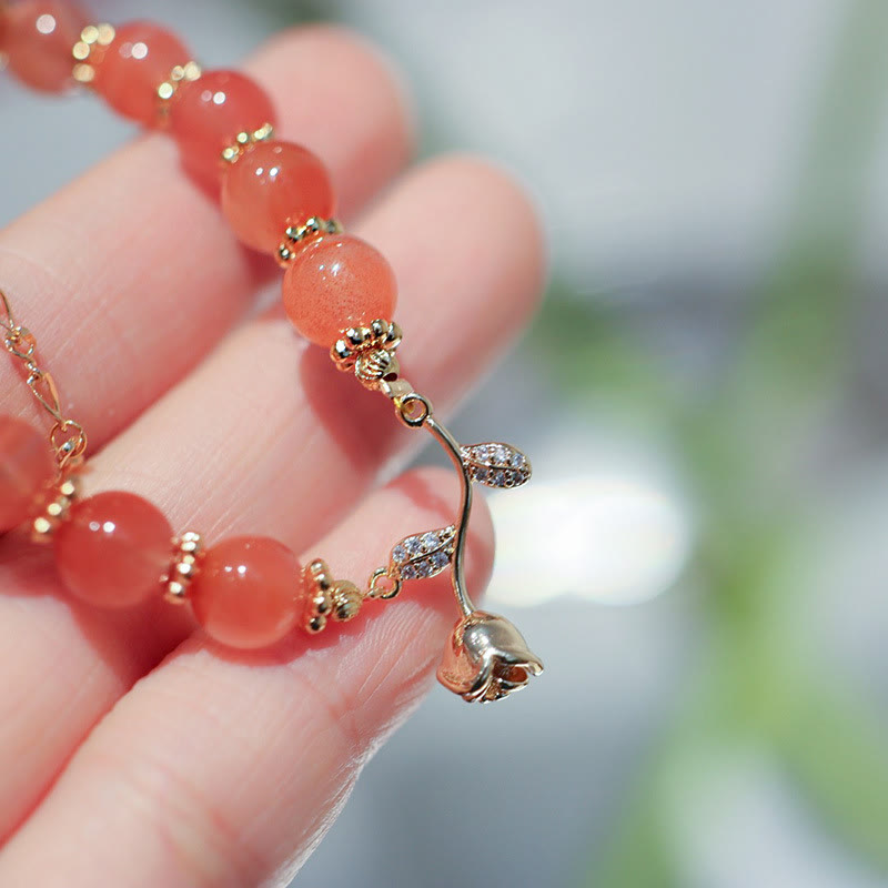 Bransoletka z naturalnego czerwonego agatu Buddha Stones Rose Confidence Calm Chain