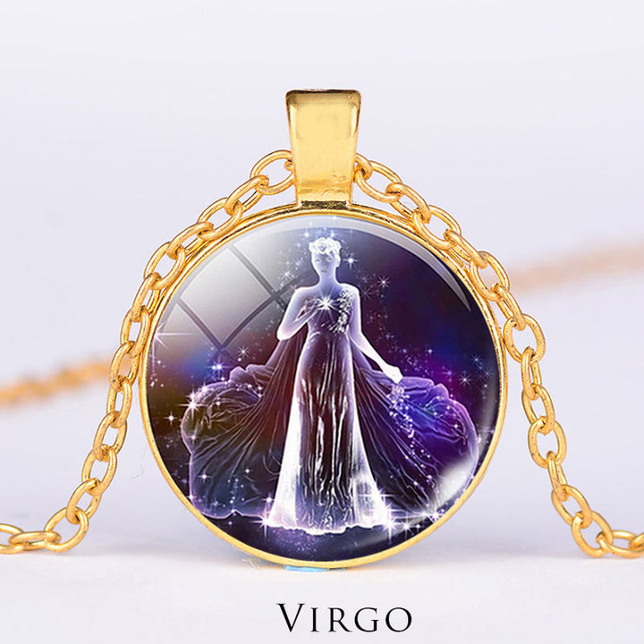 12 konstelacji zodiaku Księżyc Gwiaździste niebo Ochrona Błogosławieństwo Naszyjnik Wisiorek