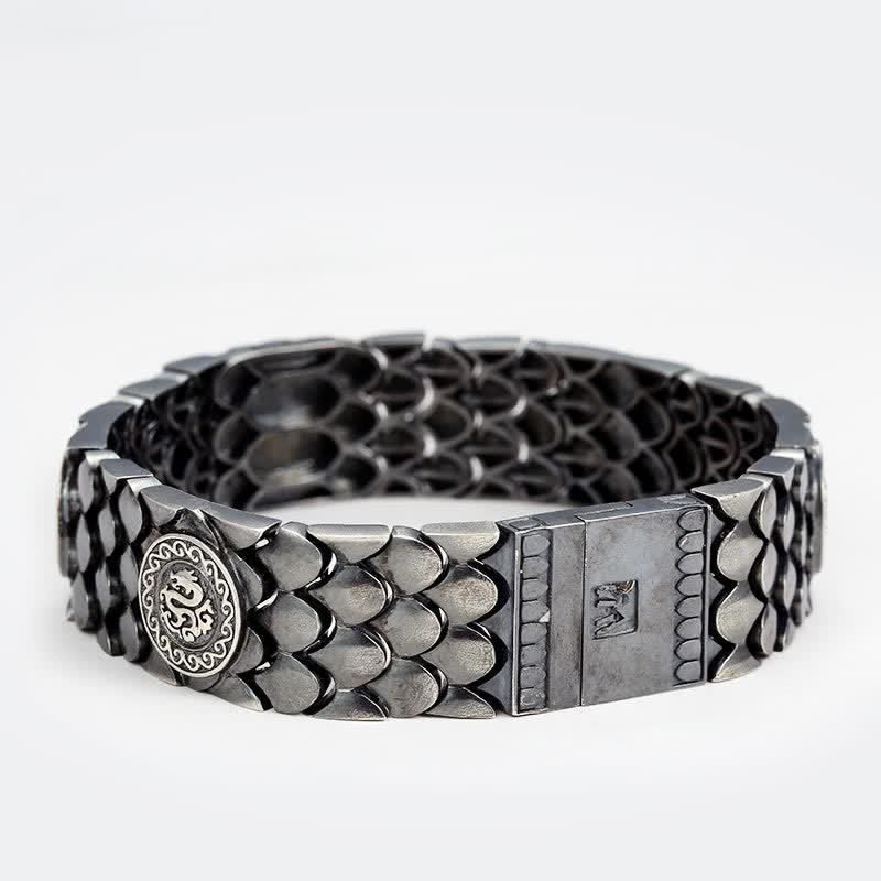 Buddha Stones 925 Srebro Sterling Wagi Smoka Szczęście Sukces Bransoletka Bangle