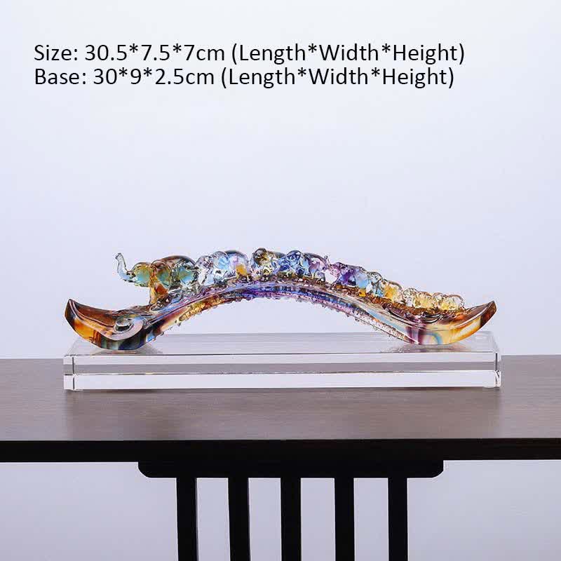 Ręcznie robiony kryształowy słoń Liuli Ruyi, dekoracja domu z kryształową podstawą - 30,5*7,5*7 cm - image 6