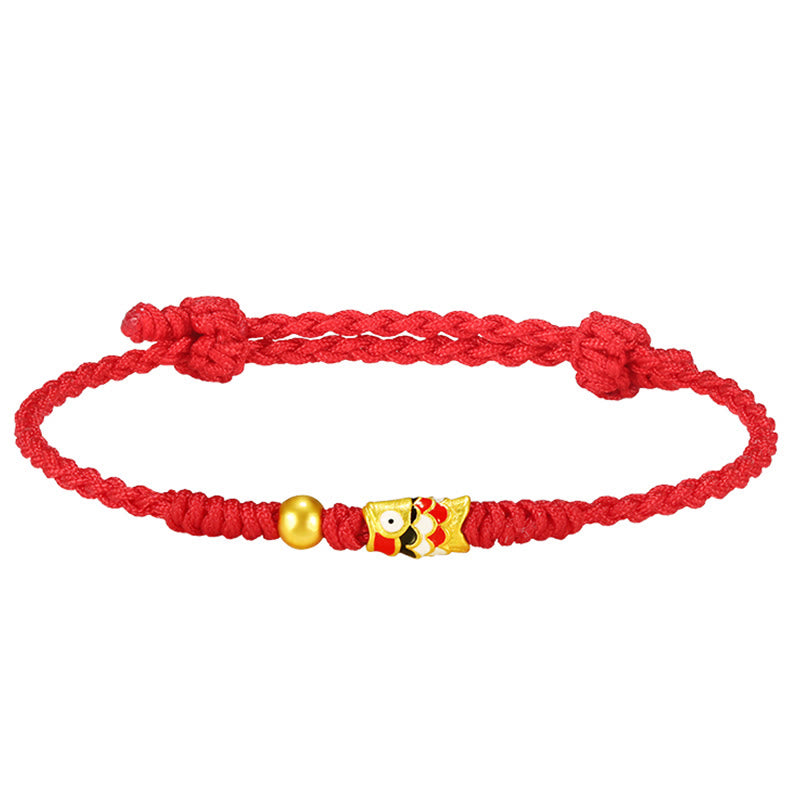 Bransoletka z ręcznie plecionego sznurka z Buddha Stones 999 złota, ryba Koi, szczęście