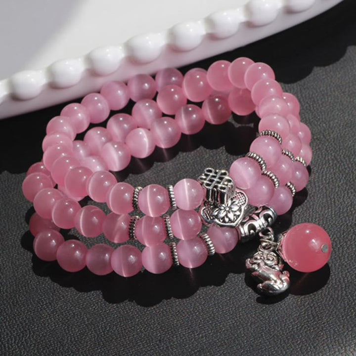 Bransoletka z potrójnym owinięciem w kocie oko PiXiu z Buddha Stones