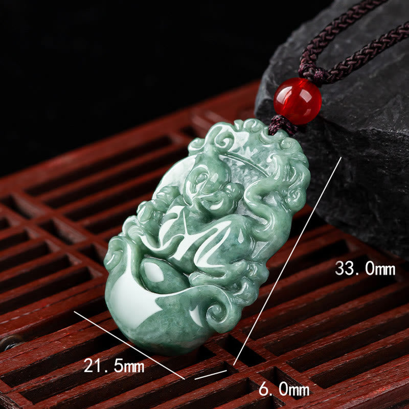 Buddha Stones Naturalny Jadeit 12 Chiński Zodiak Naszyjnik Wisiorek Dobrobytu - image 14