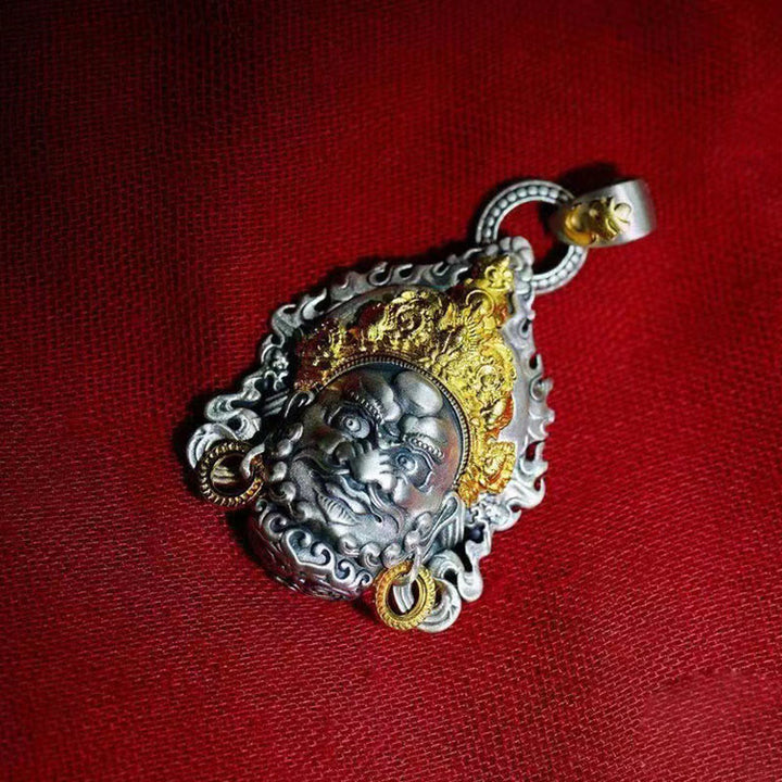 Buddha Stones Żółty Bóg Bogactwa Amulet Miedziany Naszyjnik Szczęścia Wisiorek