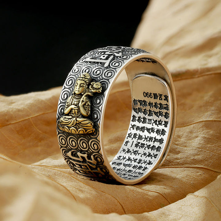 Buddha Stones Chiński Zodiak Natal Budda Bogactwo Szczęście Regulowany Pierścień