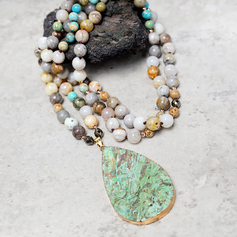 Buddha Stones Naturalny Ocean Picasso Jasper Koralikowy Naszyjnik Uzdrawiający