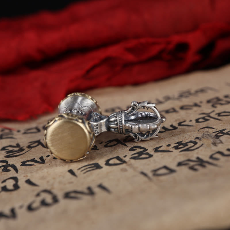 Buddha Stones Tybet 925 Srebro Sterlingowe Om Mani Padme Hum Dorje Dzwon Wadżra Grawerowany Oświecenie Wisiorek Dekoracja Wisząca