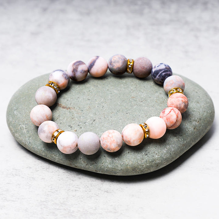 Buddha Stones Lęk Stres Uzdrawiający Kryształ Zebra Jasper Koraliki Bransoletka