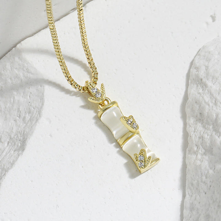 Buddha Stones Chalcedon Bambus Wzór Harmony Naszyjnik Wisiorek
