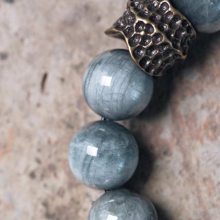 Buddha Stones Orle Oko Kamień Heban Drewno Miedź Pewność Pary Bransoletka