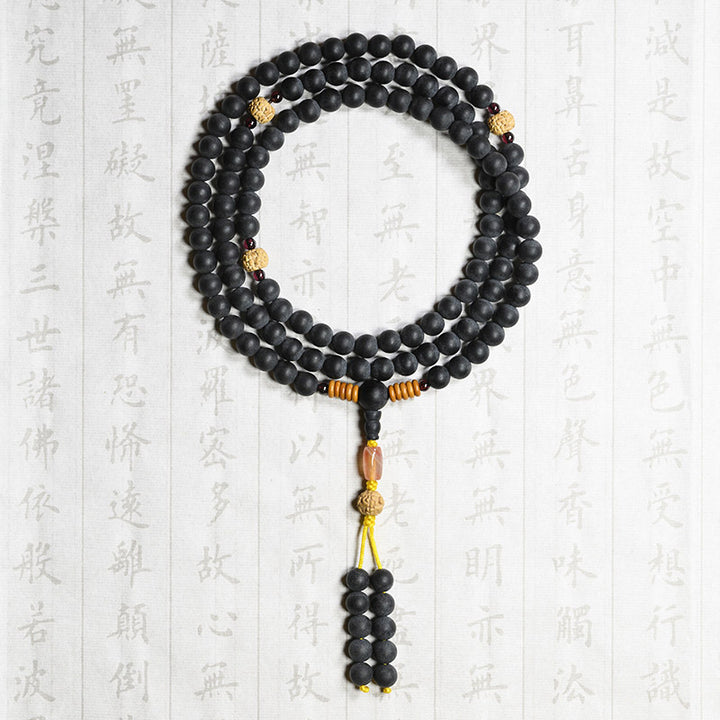 Buddha Stones Tybetańska Mala Cyprysik Bodhi Nasiona Czerwony Agat Bransoletka Lecznicza