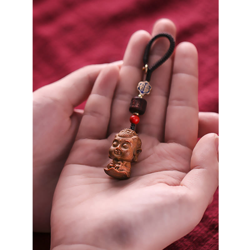 Chiński Zodiak Natal Budda Zielony Sandałowiec Om Mani Padme Hum Brelok Pokoju