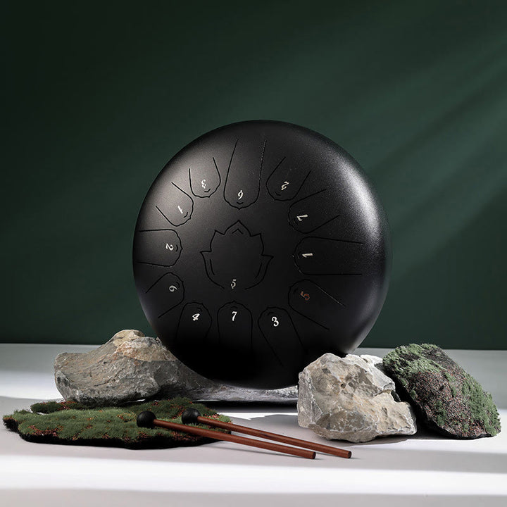 Buddha Stones stalowy językowy Dźwięk uzdrawiający uważność wzór lotosu Joga zestaw perkusyjny 13 nut 12-calowy instrument perkusyjny