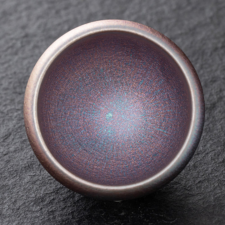 Buddha Stones Vintage Fioletowa Tęcza Chińska Jianzhan Kiln Change Porcelanowa Filiżanka Do Herbaty Kung Fu